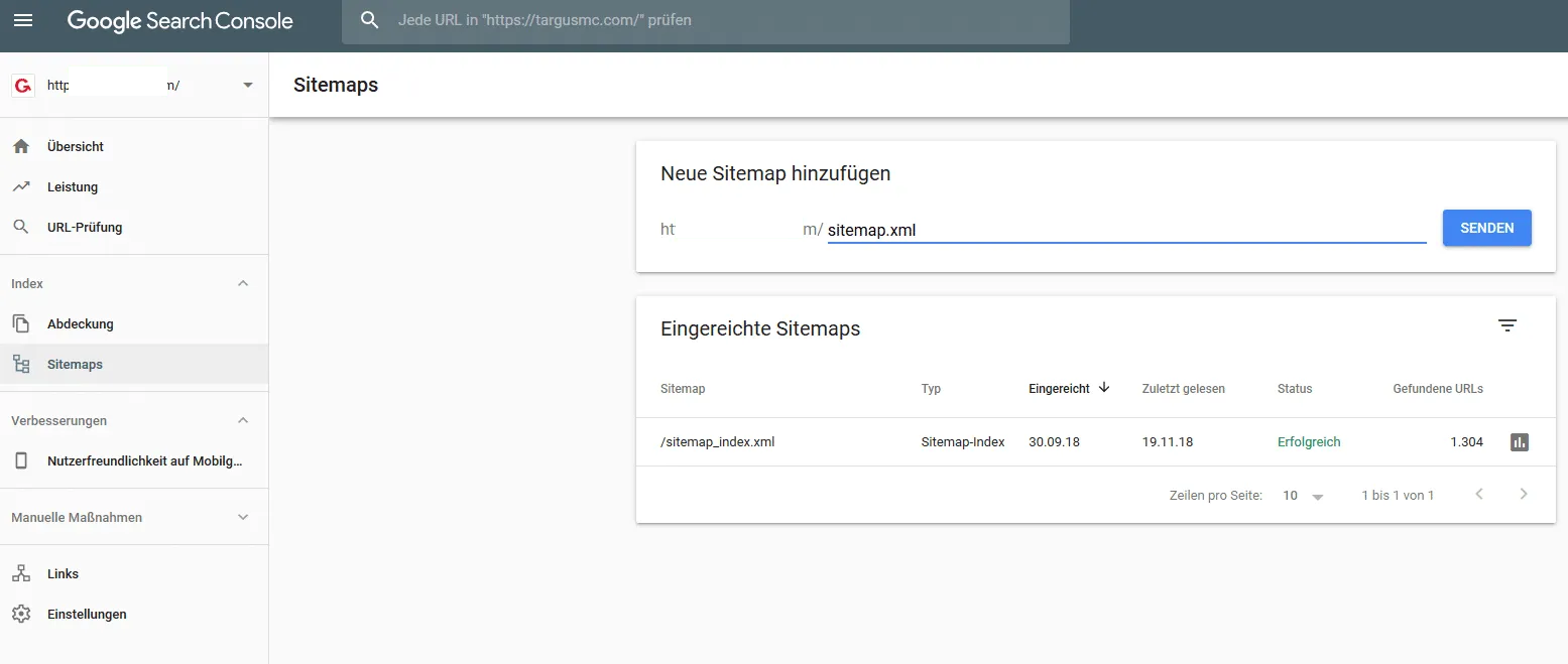 Submitting an XML sitemap 