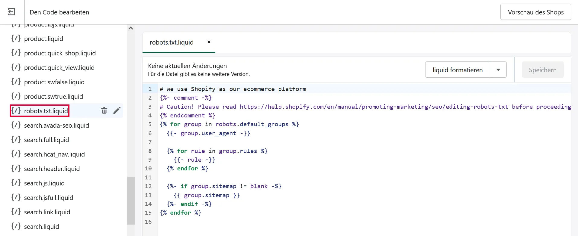 Editing robots.txt Shopify