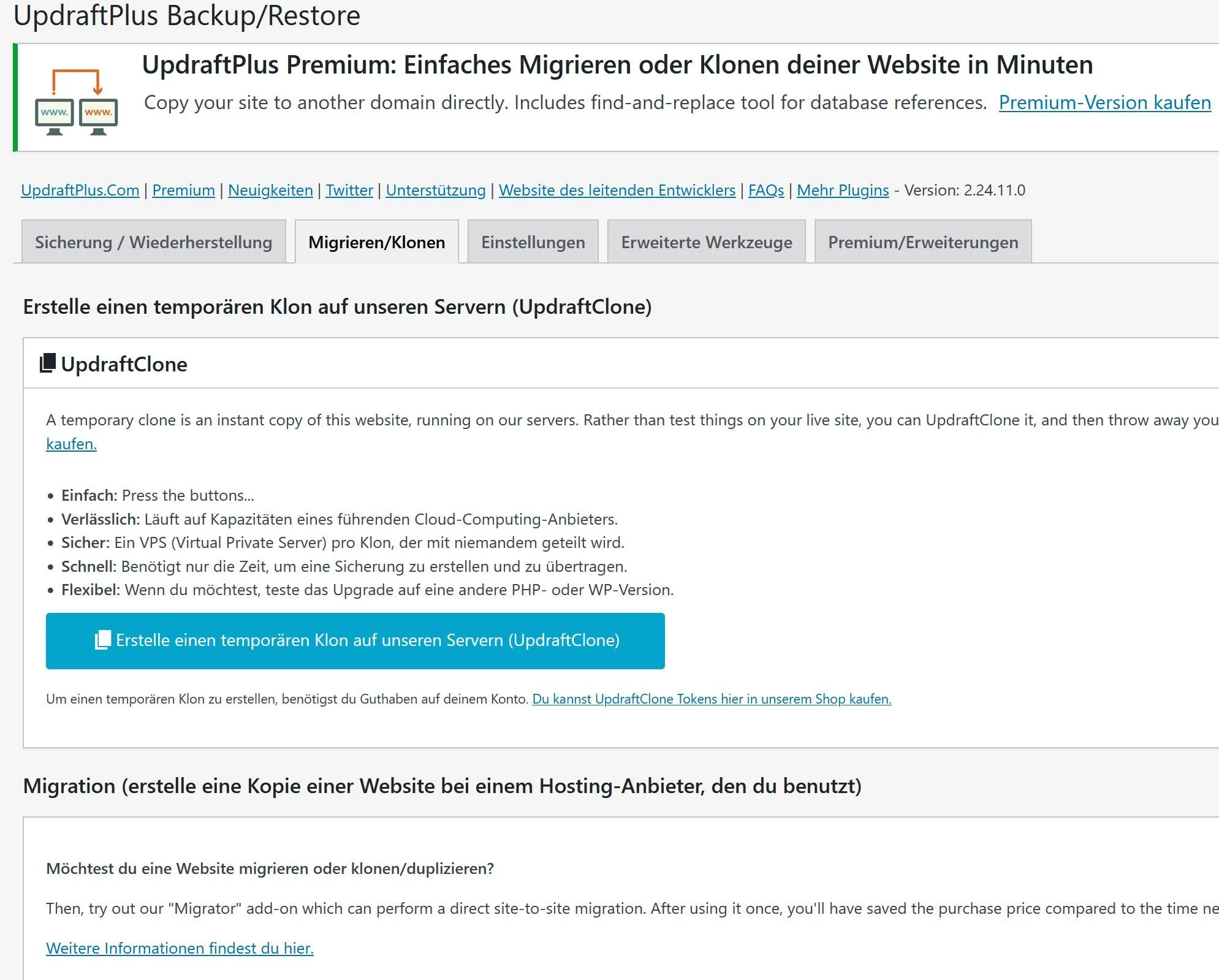 Updraft Plus website WordPress cloning and migration made easy