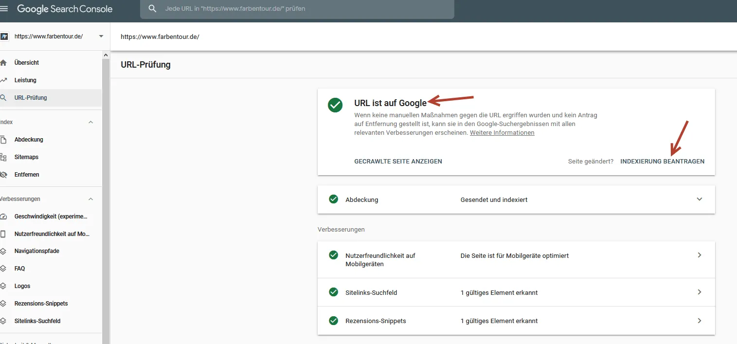 Request indexing