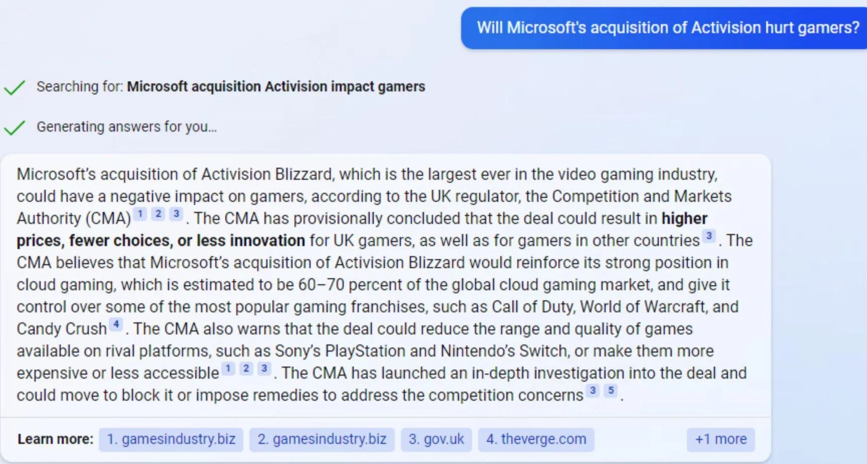 Answer with links in Bing