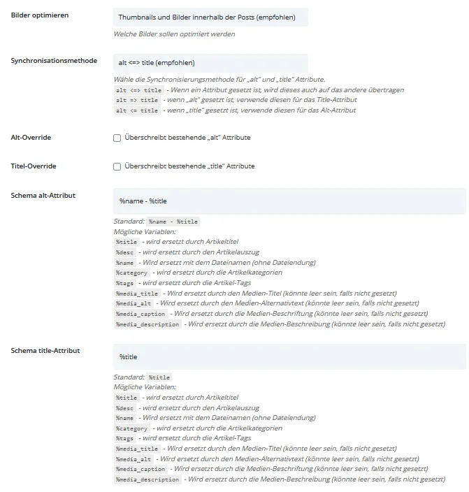 Example SEO Friendly Images configuration
