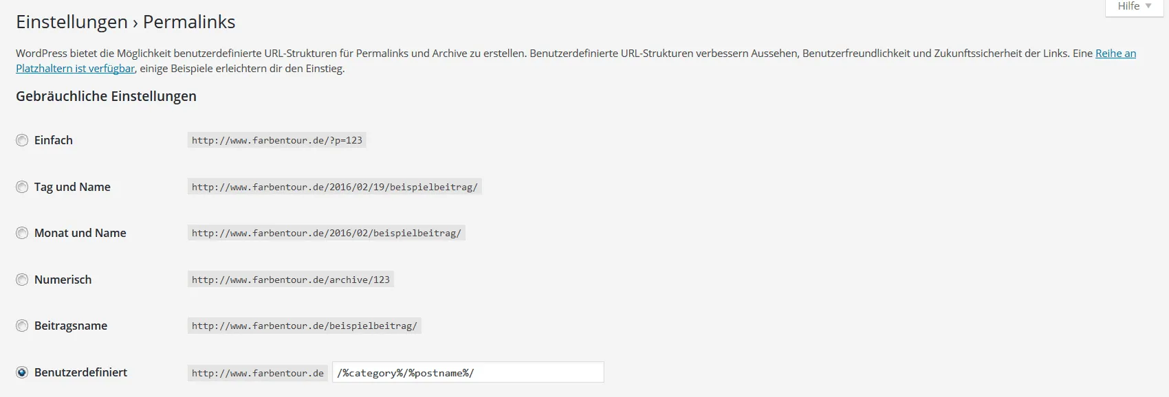 Setting permalinks