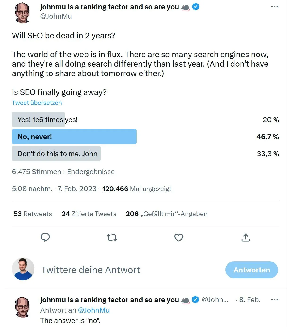 SEO at the end according to John - NO