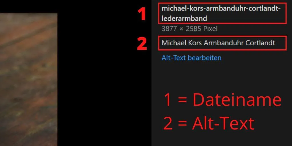 Image SEO Shopify example