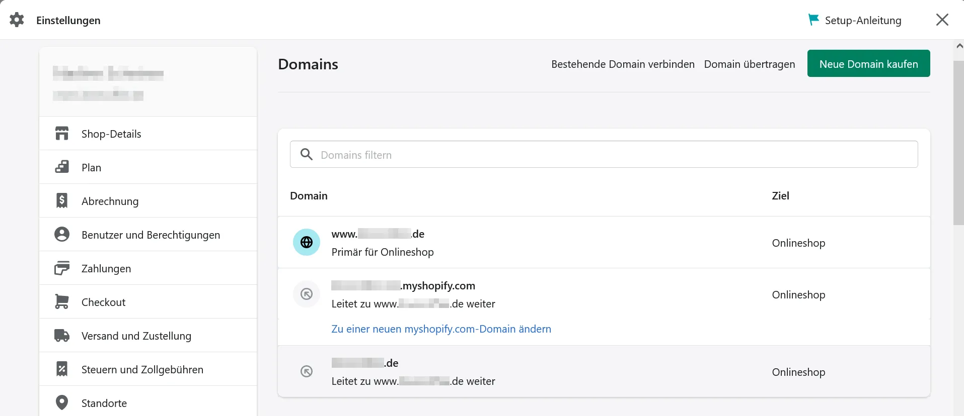 Setting the main domain on Shopify