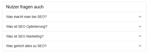 Google increasingly suggests questions for a search under “People also ask.”