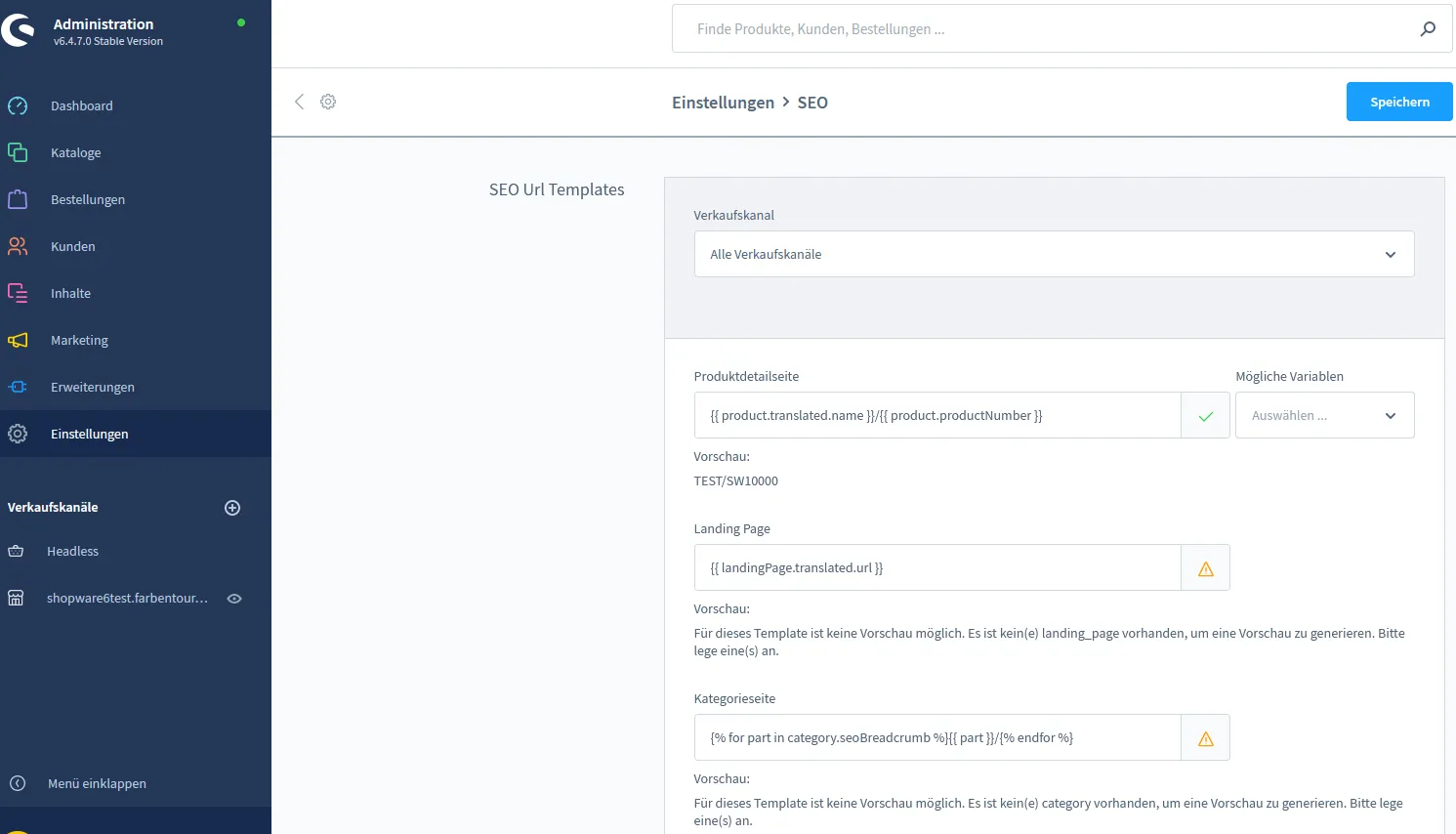Shopware 6 SEO basic settings
