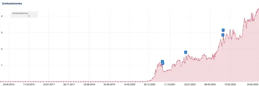 Visibility index over time – garden tools online shop (digital PR)