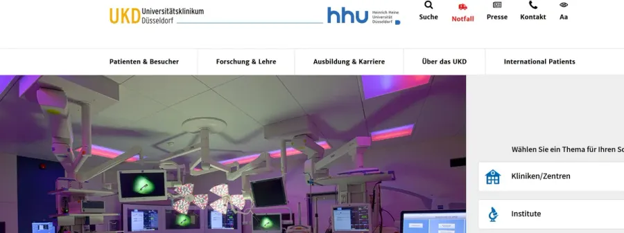Homepage of Düsseldorf University Hospital