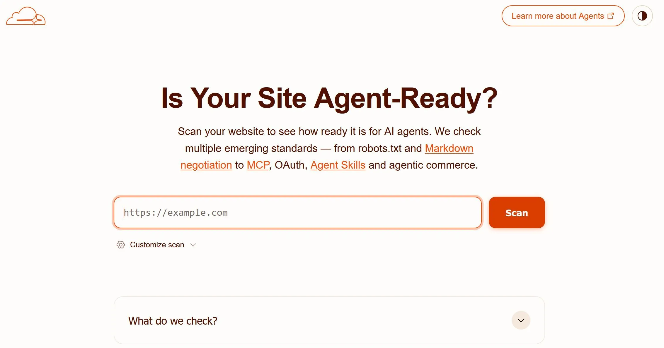 Screenshot of isitagentready.com