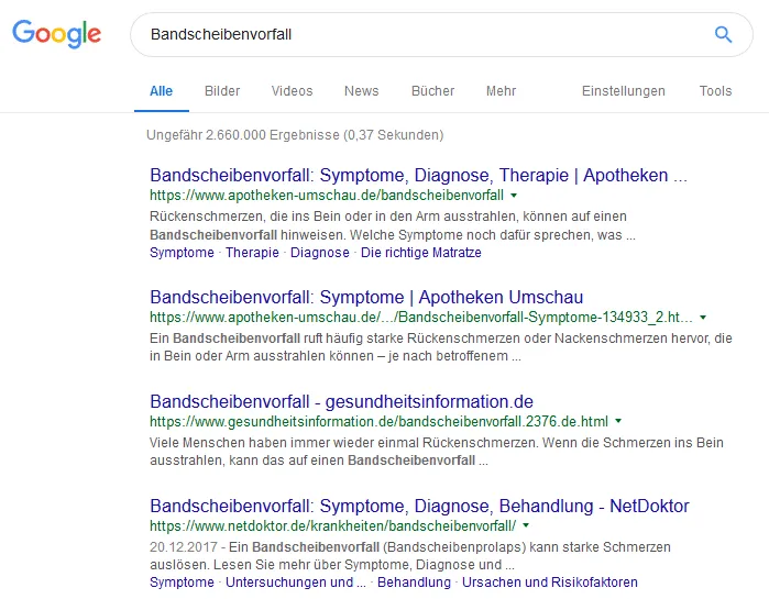 keyword research herniated disc