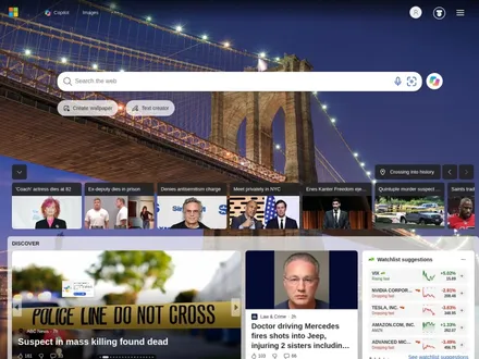 Bing – Screenshot der Startseite