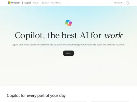 Copilot von Bing – Screenshot der Startseite