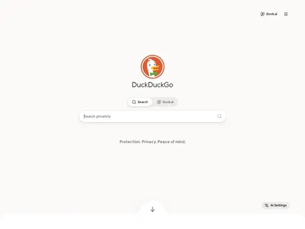 DuckDuckGo – Screenshot der Startseite