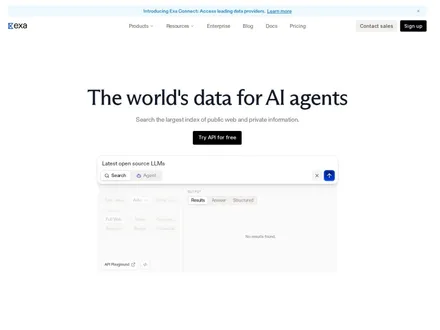 Exa.ai – Screenshot der Startseite