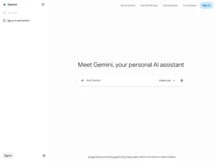 Gemini & AI Mode von Google – Screenshot der Startseite