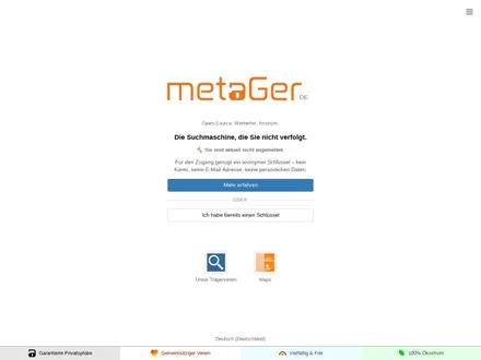 MetaGer – Screenshot der Startseite