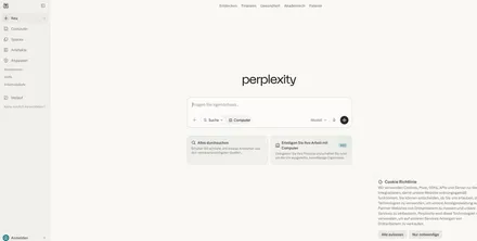 Perplexity – Screenshot der Startseite