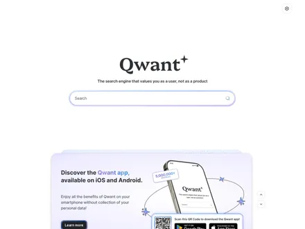Qwant – Screenshot der Startseite