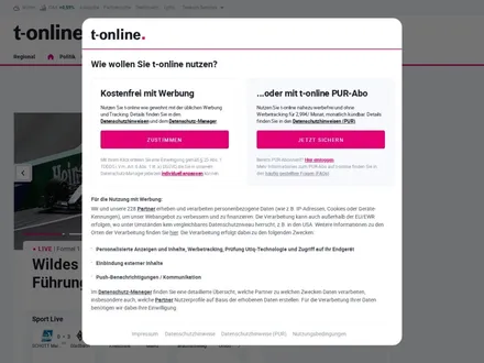 t-online.de, web.de und gmx.net – Screenshot der Startseite