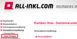 Neue Domain auswählen