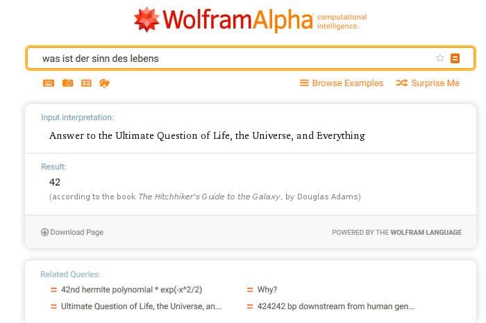 Wolframalpha Beispiel-Suche