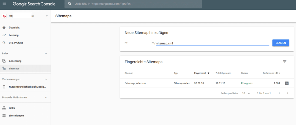XML Sitemap einreichen