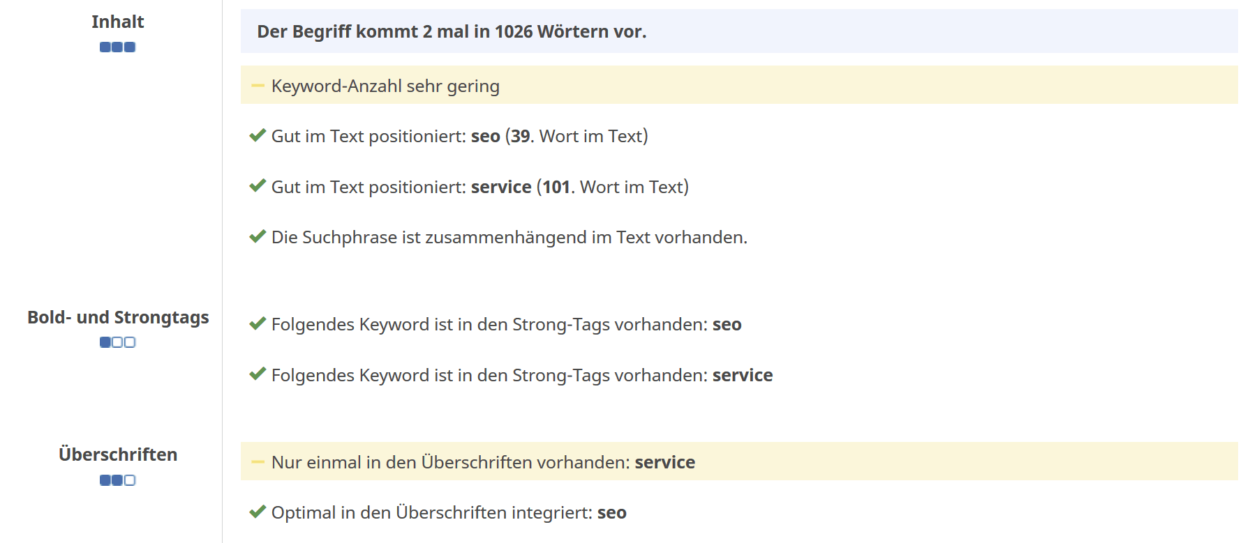 Analyse mittels Tools einer Beispielseite