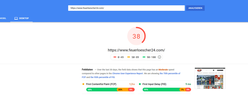 Handlungsbedarf Pagespeed