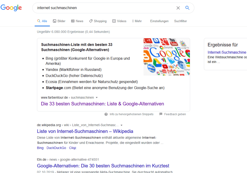 Beispiel für Platz 0