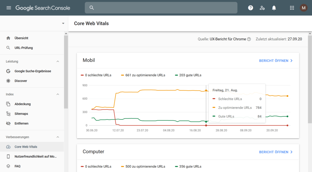 Core Web Vitals in Search Console