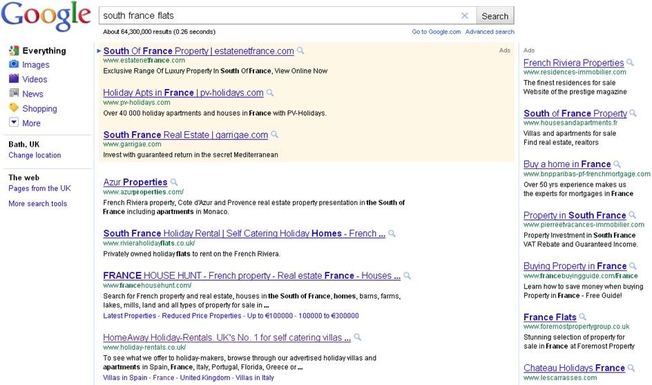 Google SERPS damals