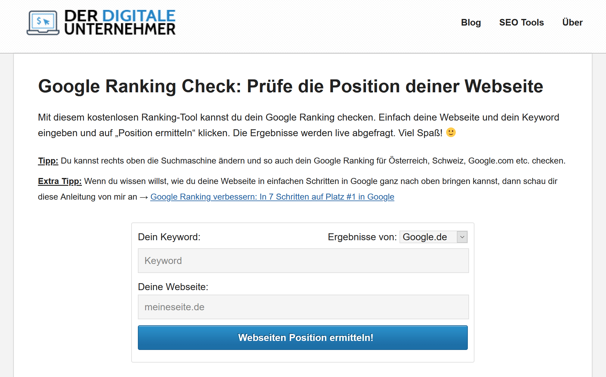 Der Google Rankingchecker Beispiel