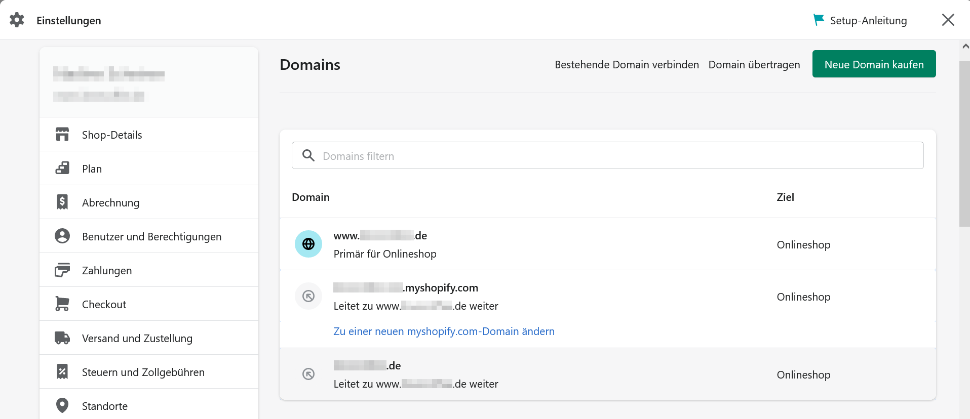 Haupt-Domain festlegen bei Shopify