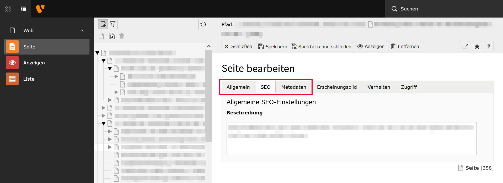 SEO Einstellungen bei Typo3