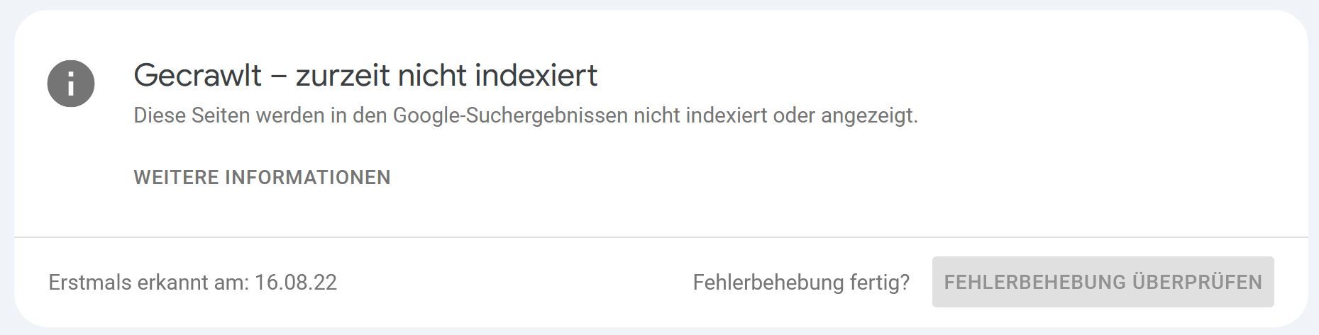Gecrawlt – zurzeit nicht indexiert