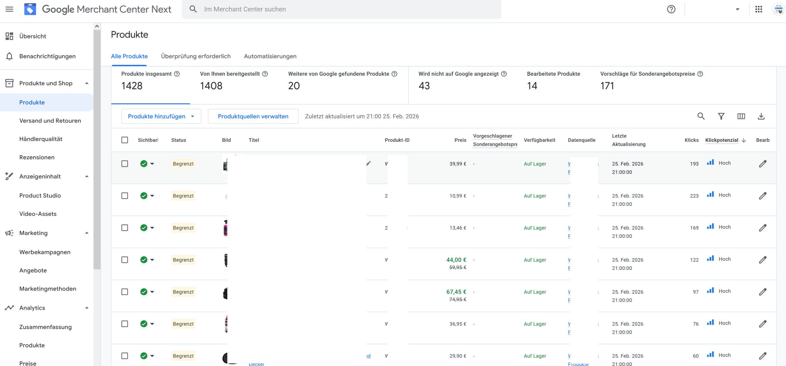 Überblick Merchant Center